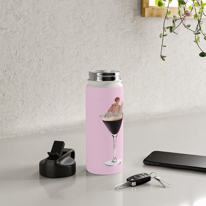 espresso martini 2 pink Water Bottle Gallery Image 4