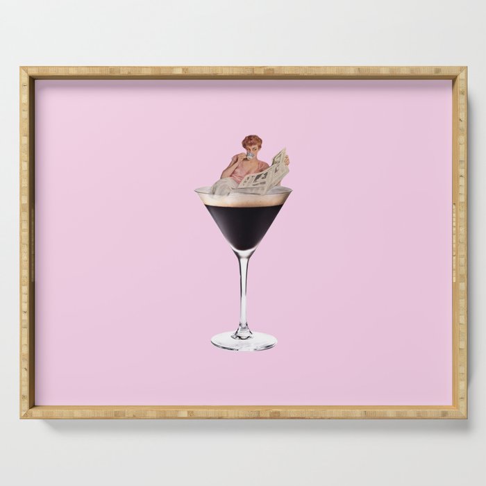 espresso martini 2 pink Serving Tray Gallery Image 1