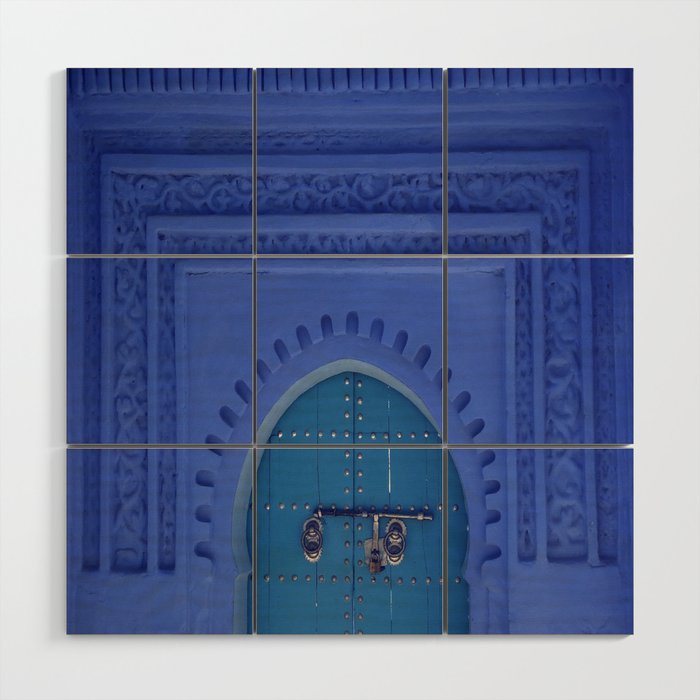Islamic Architecture Blue Turquoise Secret Doorway Beautiful Engravings Wood Wall Art Gallery Image 1