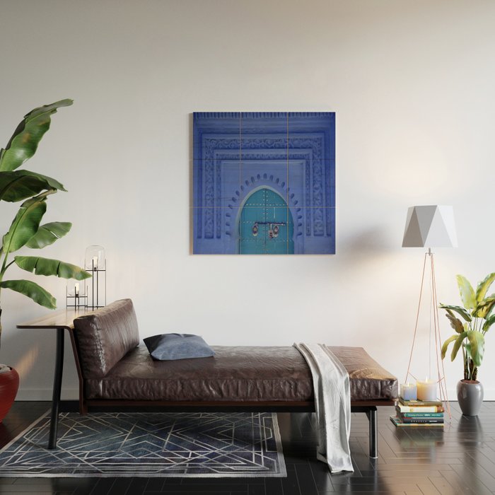 Islamic Architecture Blue Turquoise Secret Doorway Beautiful Engravings Wood Wall Art Gallery Image 2