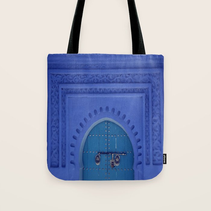 Islamic Architecture Blue Turquoise Secret Doorway Beautiful Engravings Tote Bag Gallery Image 1