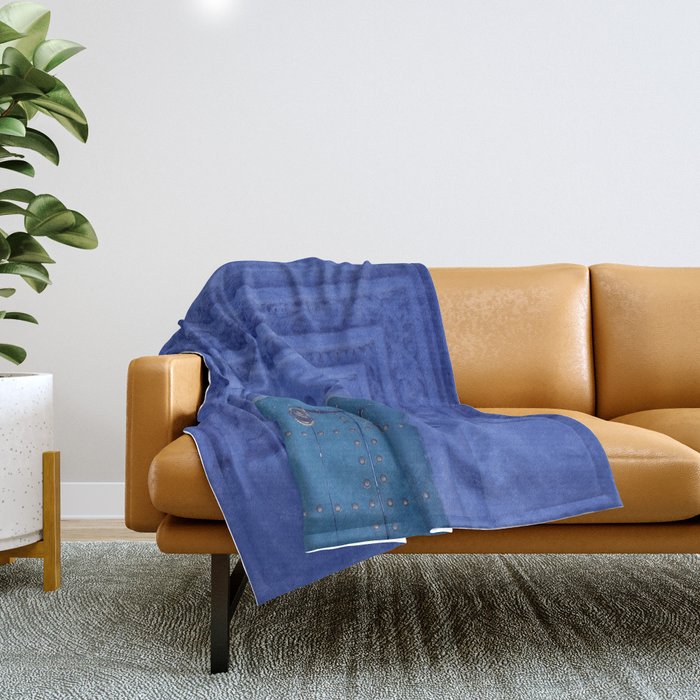Islamic Architecture Blue Turquoise Secret Doorway Beautiful Engravings Throw Blanket Gallery Image 1