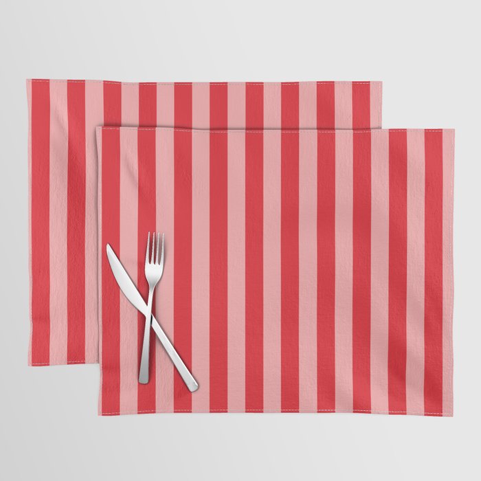 Bold Vertical Stripes Pattern (red/pink) Placemat Gallery Image 1