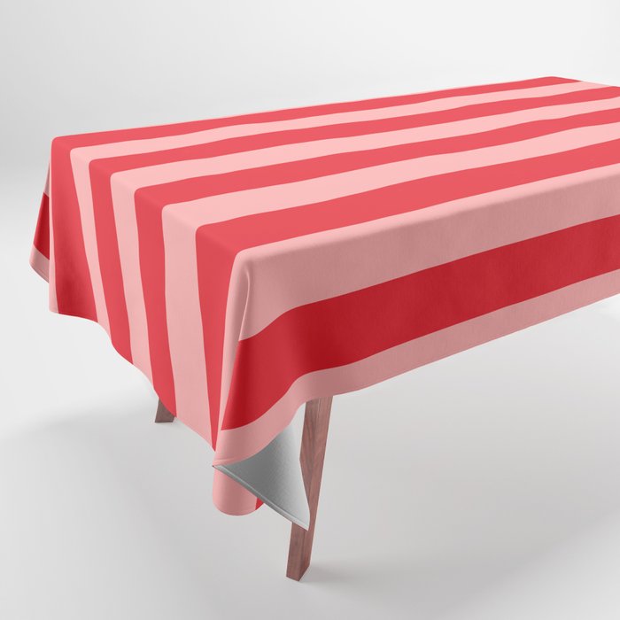 Bold Vertical Stripes Pattern (red/pink) Tablecloth Gallery Image 1