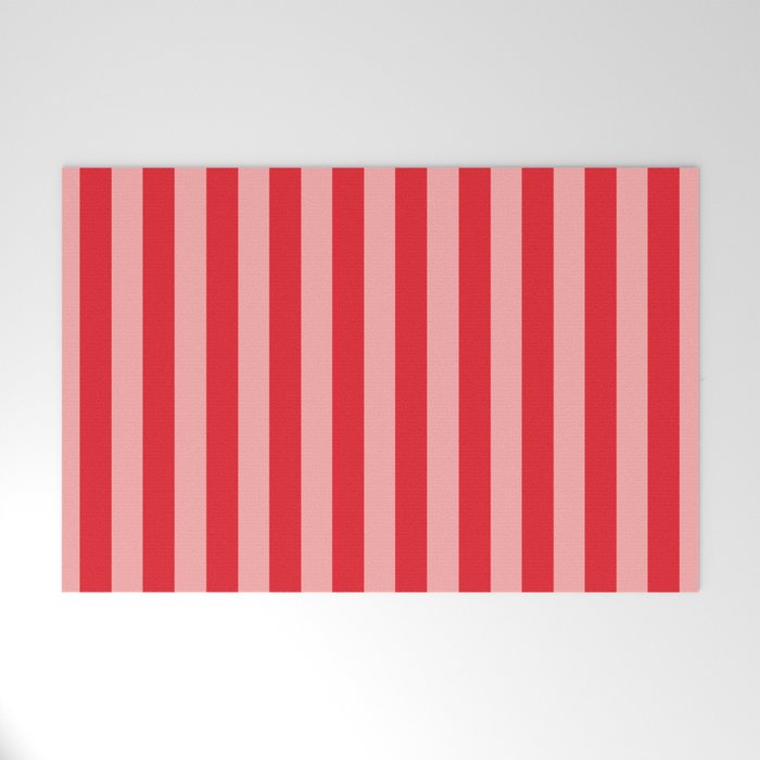 Bold Vertical Stripes Pattern (red/pink) Welcome Mat Gallery Image 1