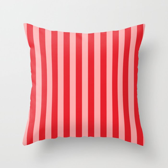 Bold Vertical Stripes Pattern (red/pink) Throw Pillow