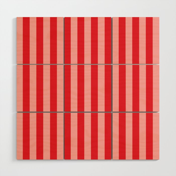 Bold Vertical Stripes Pattern (red/pink) Wood Wall Art Gallery Image 1