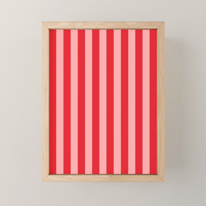 Bold Vertical Stripes Pattern (red/pink) Mini Art Print Gallery Image 1