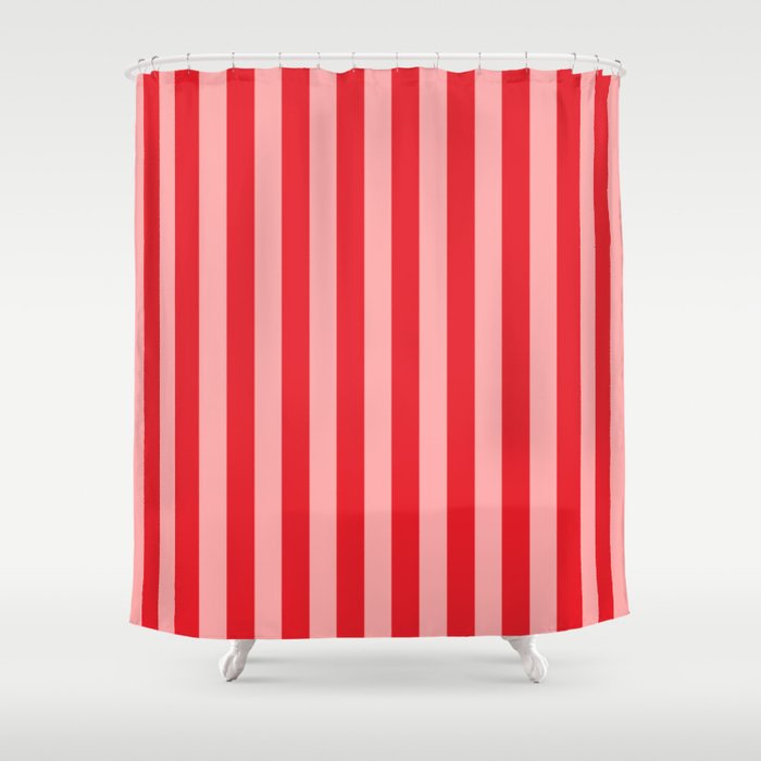 Bold Vertical Stripes Pattern (red/pink) Shower Curtain Gallery Image 1