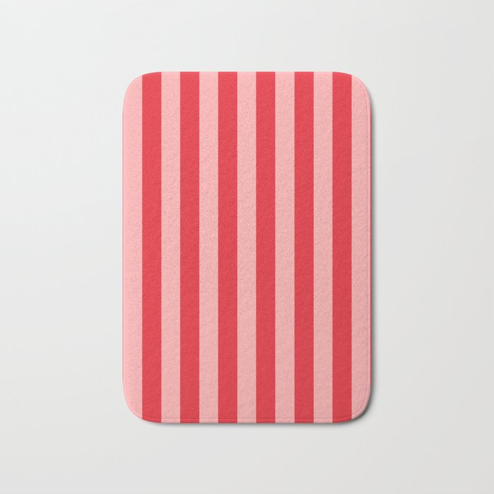 Bold Vertical Stripes Pattern (red/pink) Bath Mat Gallery Image 1