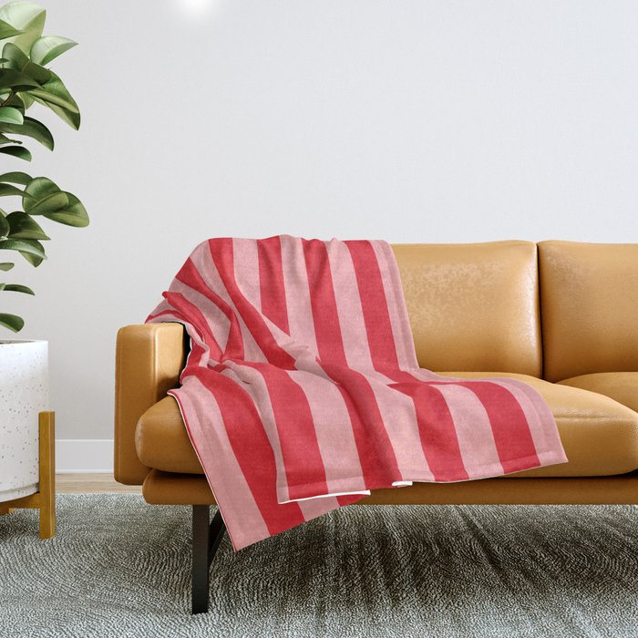 Bold Vertical Stripes Pattern (red/pink) Throw Blanket Gallery Image 1