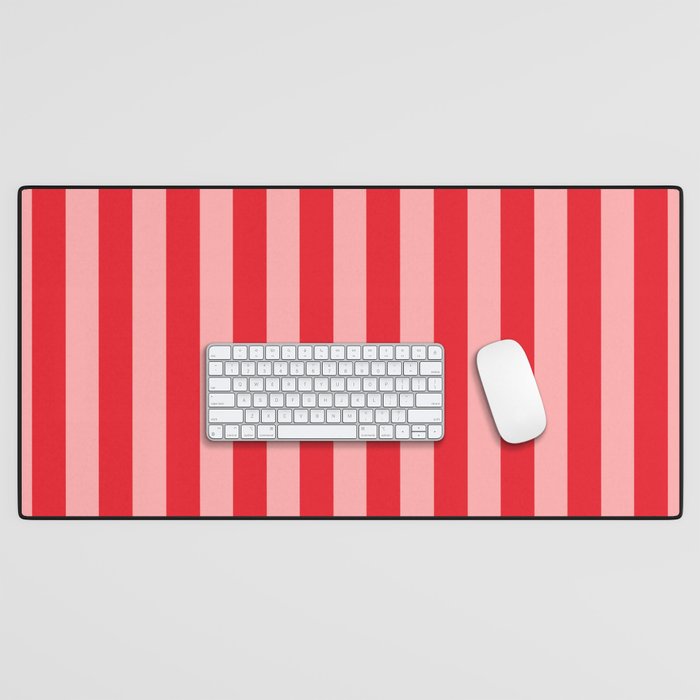 Bold Vertical Stripes Pattern (red/pink) Desk Mat Gallery Image 1