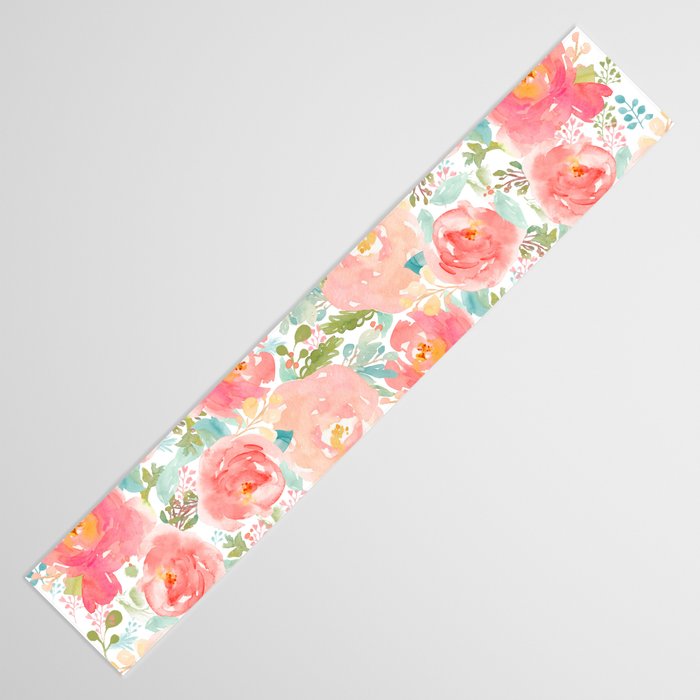 Pink Peonies Watercolor Pattern Table Runner Gallery Image 3