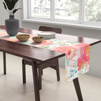 Pink Peonies Watercolor Pattern Table Runner Gallery Image 2