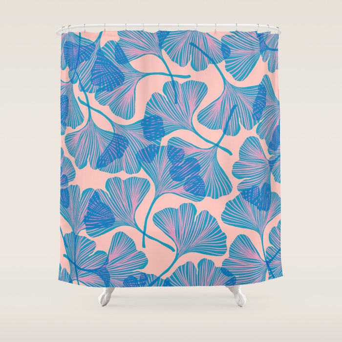 Abstraction_Ginkgo_Pattern_Minimalism_002 Shower Curtain Gallery Image 1