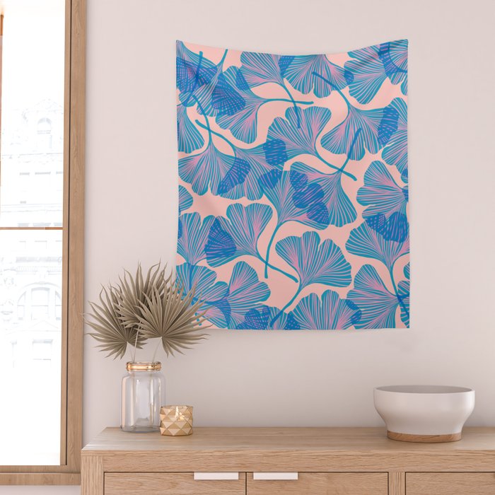 Abstraction_Ginkgo_Pattern_Minimalism_002 Wall Tapestry Gallery Image 2