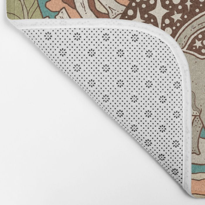 Lost Portal: Parasaurolophus | Retro Rainbow Palette | Dinosaur Science Fiction Art Bath Mat Gallery Image 2
