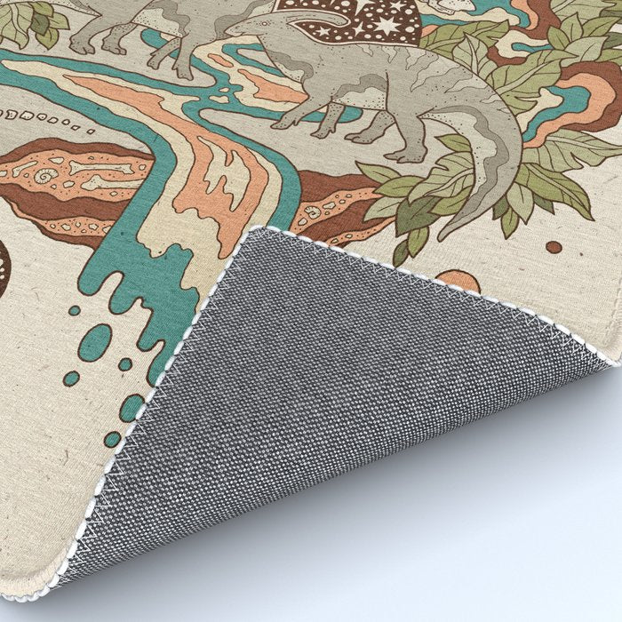 Lost Portal: Parasaurolophus | Retro Rainbow Palette | Dinosaur Science Fiction Art Rug Gallery Image 4