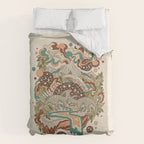 Lost Portal: Parasaurolophus | Retro Rainbow Palette | Dinosaur Science Fiction Art Duvet Cover Gallery Image 6