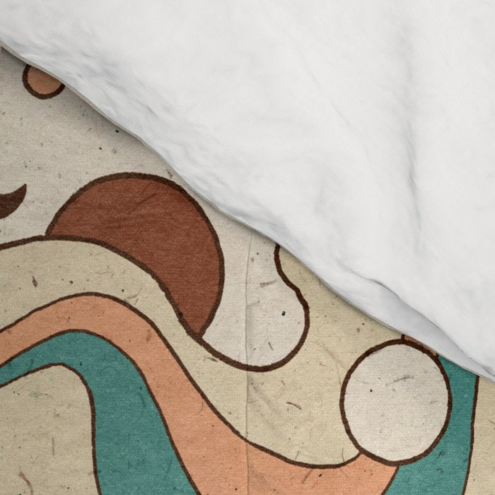 Lost Portal: Parasaurolophus | Retro Rainbow Palette | Dinosaur Science Fiction Art Comforter Gallery Image 4