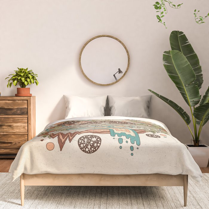 Lost Portal: Parasaurolophus | Retro Rainbow Palette | Dinosaur Science Fiction Art Comforter Gallery Image 3