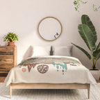 Lost Portal: Parasaurolophus | Retro Rainbow Palette | Dinosaur Science Fiction Art Comforter Gallery Image 3