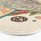 Lost Portal: Parasaurolophus | Retro Rainbow Palette | Dinosaur Science Fiction Art Bath Mat Gallery Image 3