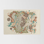 Lost Portal: Parasaurolophus | Retro Rainbow Palette | Dinosaur Science Fiction Art Rug Gallery Image 2