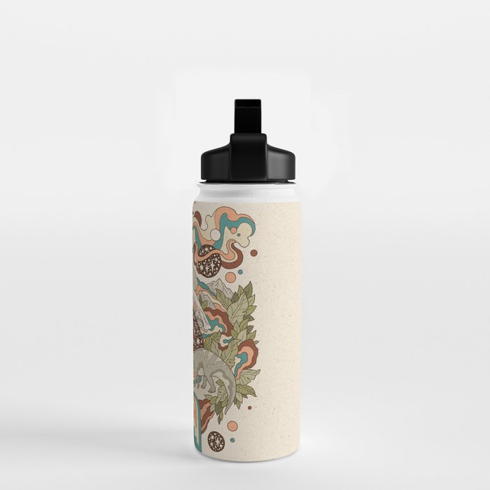 Lost Portal: Parasaurolophus | Retro Rainbow Palette | Dinosaur Science Fiction Art Water Bottle Gallery Image 2