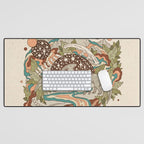 Lost Portal: Parasaurolophus | Retro Rainbow Palette | Dinosaur Science Fiction Art Desk Mat Gallery Image 1
