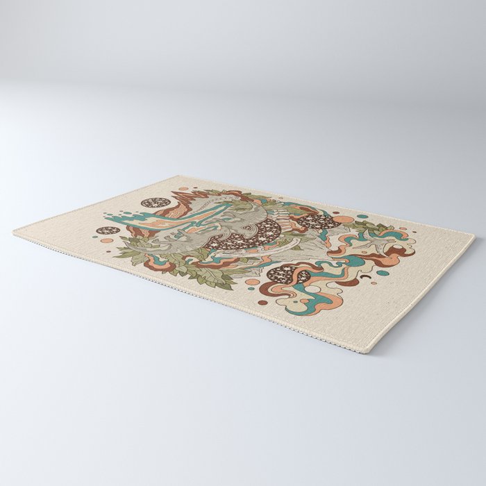 Lost Portal: Parasaurolophus | Retro Rainbow Palette | Dinosaur Science Fiction Art Rug Gallery Image 3