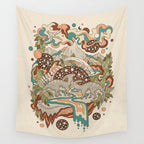 Lost Portal: Parasaurolophus | Retro Rainbow Palette | Dinosaur Science Fiction Art Wall Tapestry Gallery Image 4