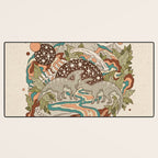 Lost Portal: Parasaurolophus | Retro Rainbow Palette | Dinosaur Science Fiction Art Desk Mat Gallery Image 3