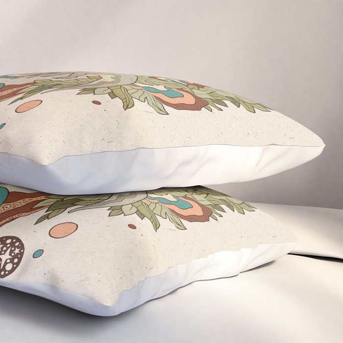 Lost Portal: Parasaurolophus | Retro Rainbow Palette | Dinosaur Science Fiction Art Pillow Sham Gallery Image 3