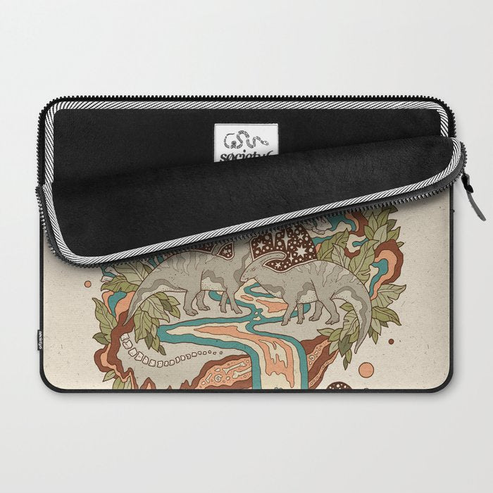 Lost Portal: Parasaurolophus | Retro Rainbow Palette | Dinosaur Science Fiction Art Laptop Sleeve Gallery Image 2