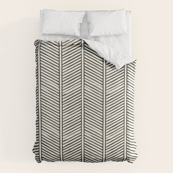 Organic Chevron - Inkwell on cream Duvet Cover Gallery Image 1
