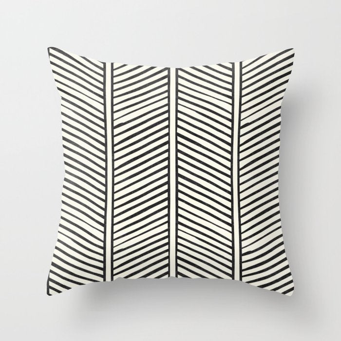 Organic Chevron - Inkwell on cream Throw Pillow Gallery Image 1