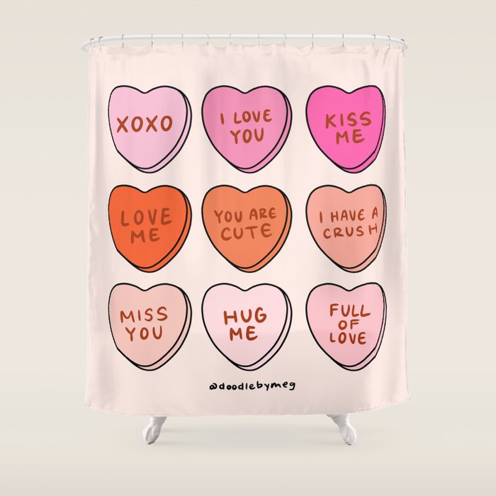 Conversation Hearts Shower Curtain Gallery Image 1