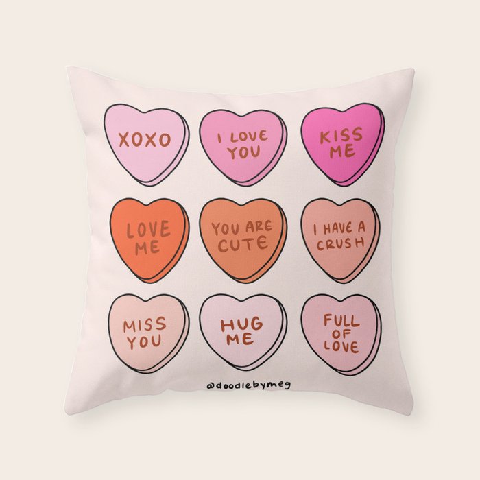 Conversation Hearts Throw Pillow Gallery Image 6