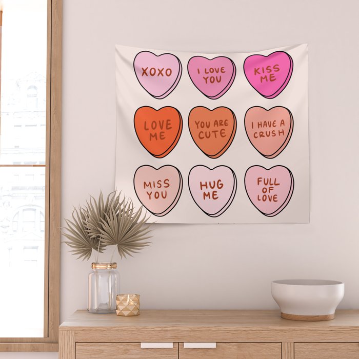 Conversation Hearts Wall Tapestry Gallery Image 2
