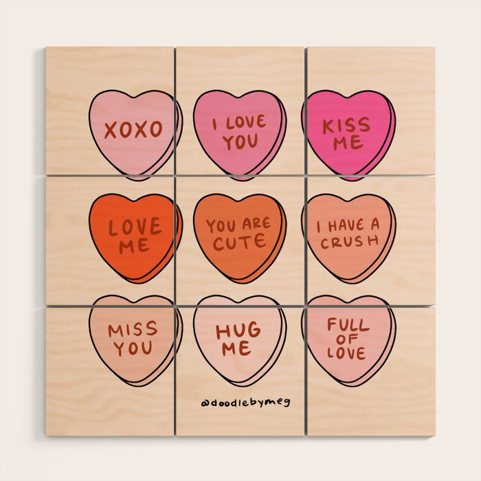Conversation Hearts Wood Wall Art Gallery Image 1