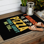 Funny I Wonder If Pizza Thinks About Me Too Outdoor Rug Gallery Image 2