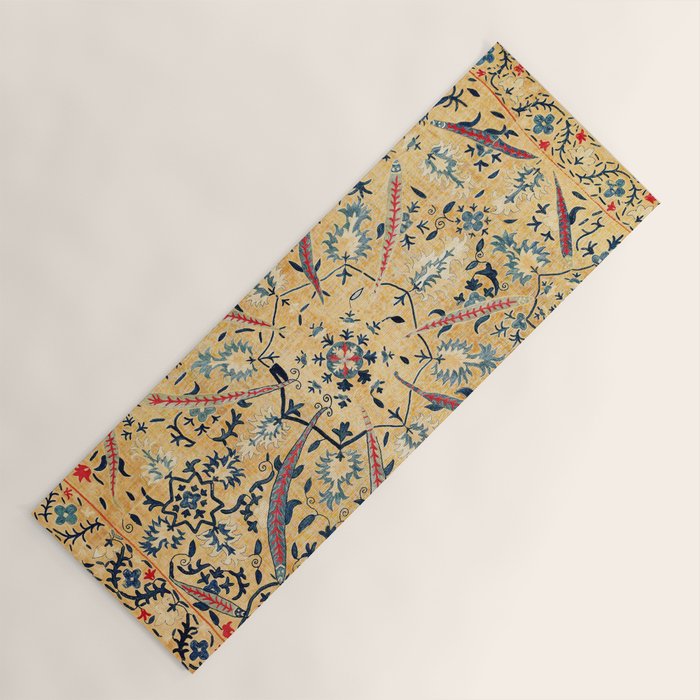 Kermina  Suzani  Antique Uzbekistan Embroidery Print Yoga Mat Gallery Image 1