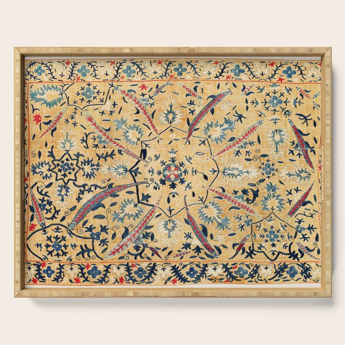Kermina  Suzani  Antique Uzbekistan Embroidery Print Serving Tray Gallery Image 1