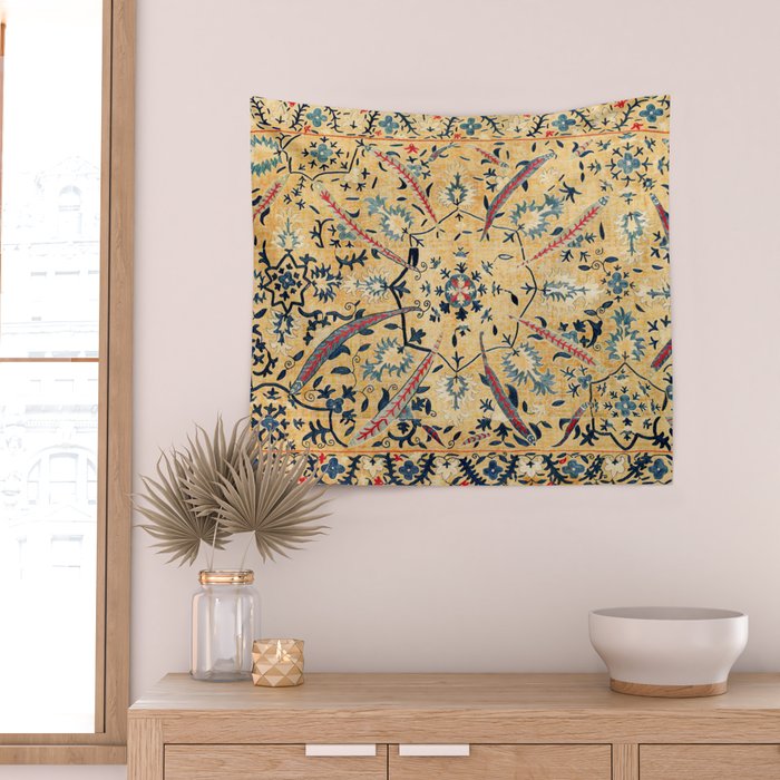 Kermina  Suzani  Antique Uzbekistan Embroidery Print Wall Tapestry Gallery Image 2