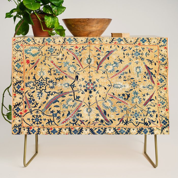 Kermina  Suzani  Antique Uzbekistan Embroidery Print Credenza Gallery Image 1