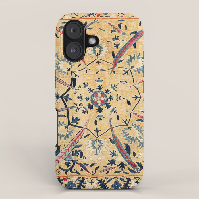 Kermina  Suzani  Antique Uzbekistan Embroidery Print iPhone Case Gallery Image 1