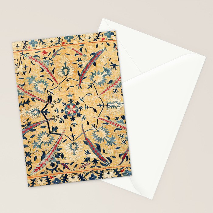 Kermina  Suzani  Antique Uzbekistan Embroidery Print Stationery Card Gallery Image 2