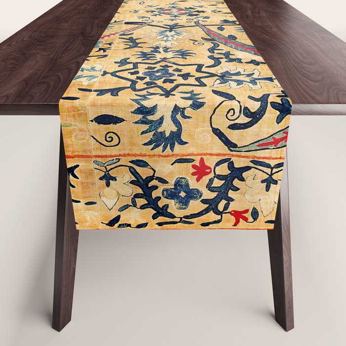 Kermina  Suzani  Antique Uzbekistan Embroidery Print Table Runner Gallery Image 1