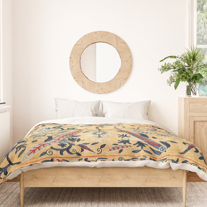 Kermina  Suzani  Antique Uzbekistan Embroidery Print Duvet Cover Gallery Image 3